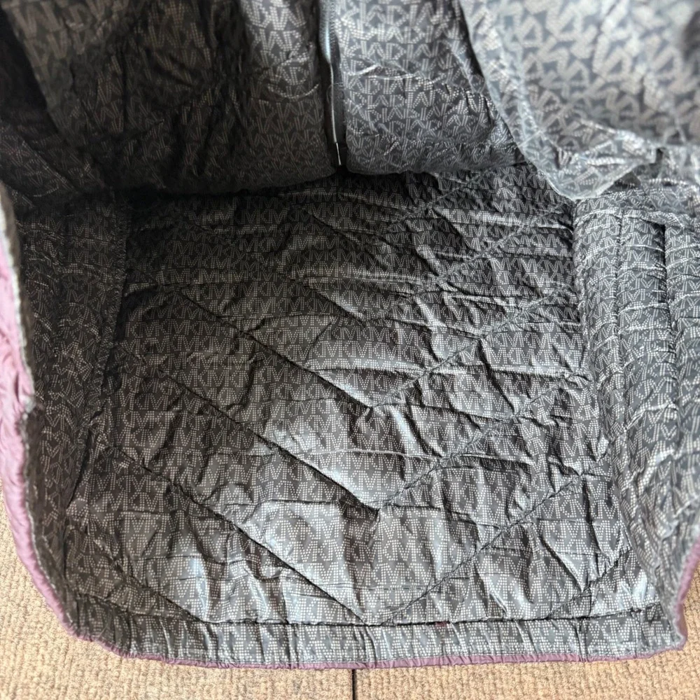 Michael Kors Womens Plum Purple Chevron Quilted‎ Hooded Puffer Jacket Coat MK A-
